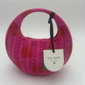 Kate Spade New York X Target Polka Dot Wicker Crescent Bag Pink Red NWT READ!!!